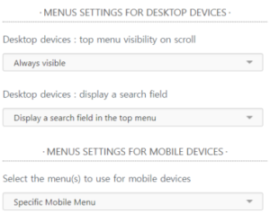 Top 메뉴 항상 보이기 및 Mobile Device 메뉴 설정