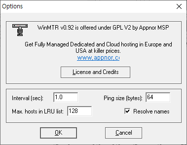winMTR's Options