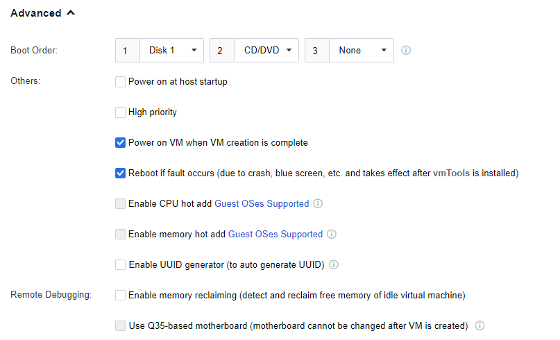 Creating new VM