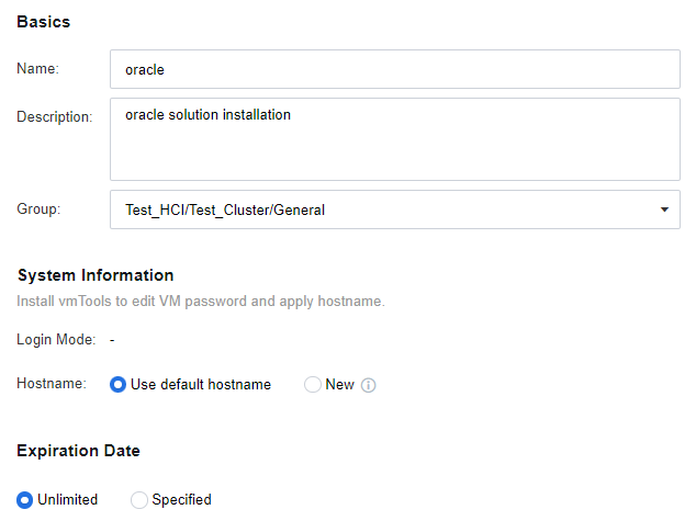 Creating new VM
