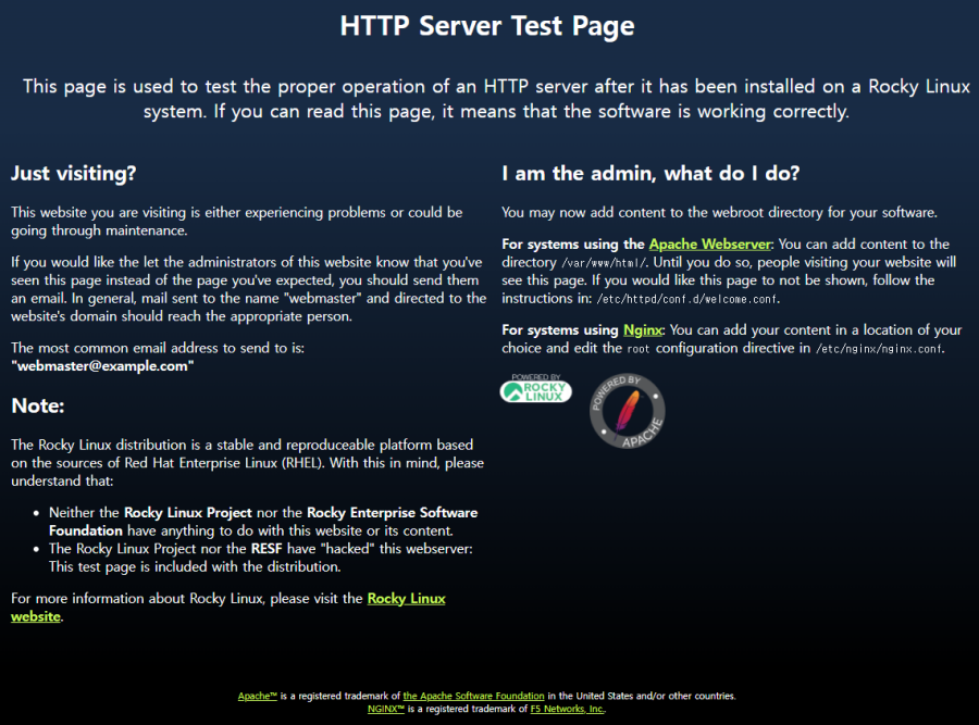 Apache서버(httpd) 환영 메세지 페이지