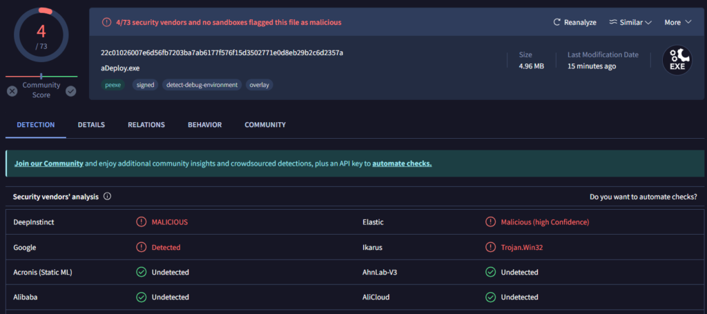 VirusTotal File Check