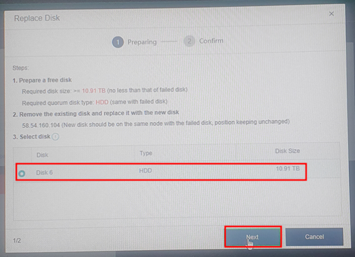 Replacing Disk