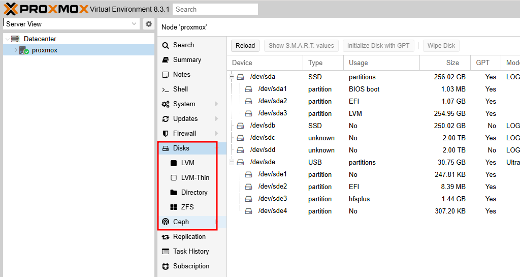 Proxmox Storage Type