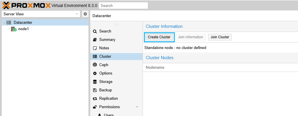 Proxmox VE Cluster 생성 및 Node 추가
