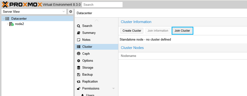 Proxmox VE Cluster 생성 및 Node 추가