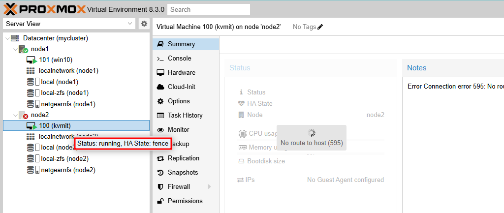 Proxmox VE HA 기능 테스트