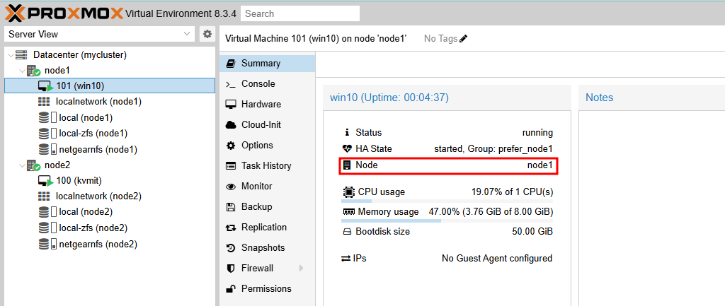 Proxmox VE HA 기능 테스트