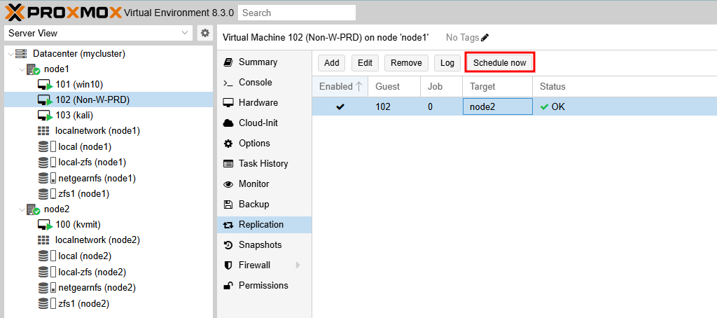 Proxmox VE replication