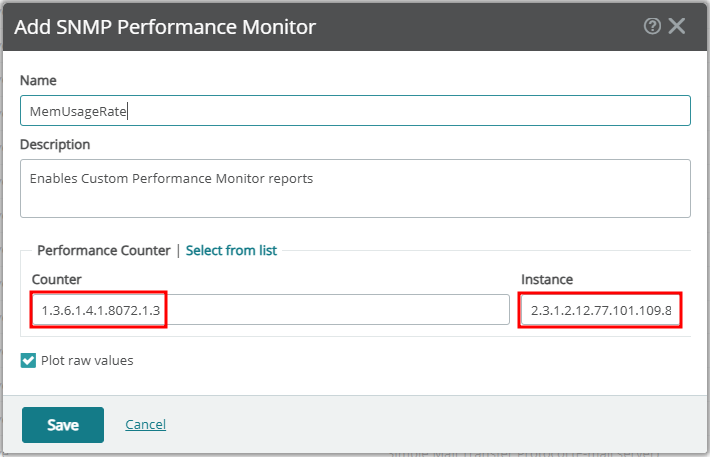 Add SNMP Performance Monitor